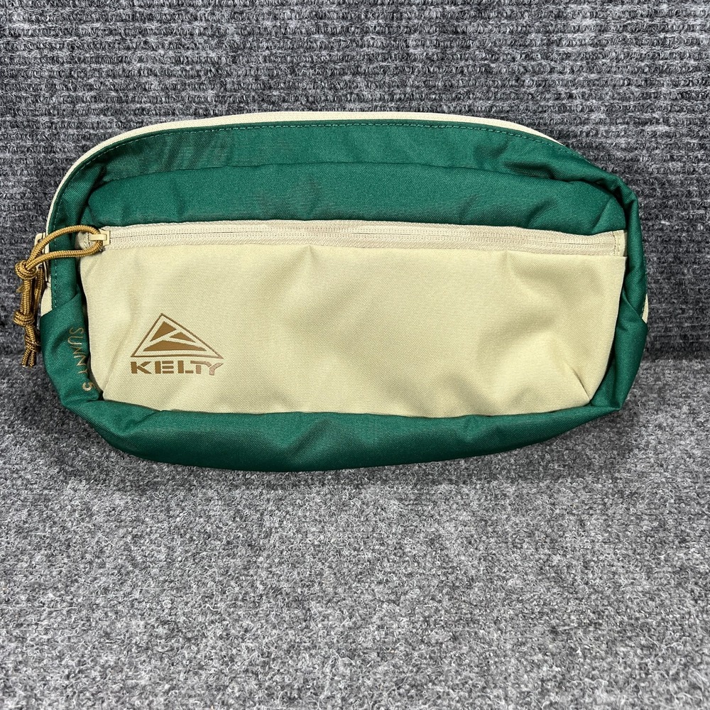 Kelty Fanny Pack Crossbody Adults Green Beige Camping Hiking Outdoor 13"